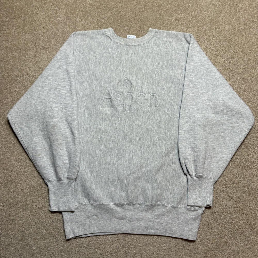 Vtg 90s Champion Reverse Weave Aspen Sweatshirt Mens XL Gray Colorado Ski USA